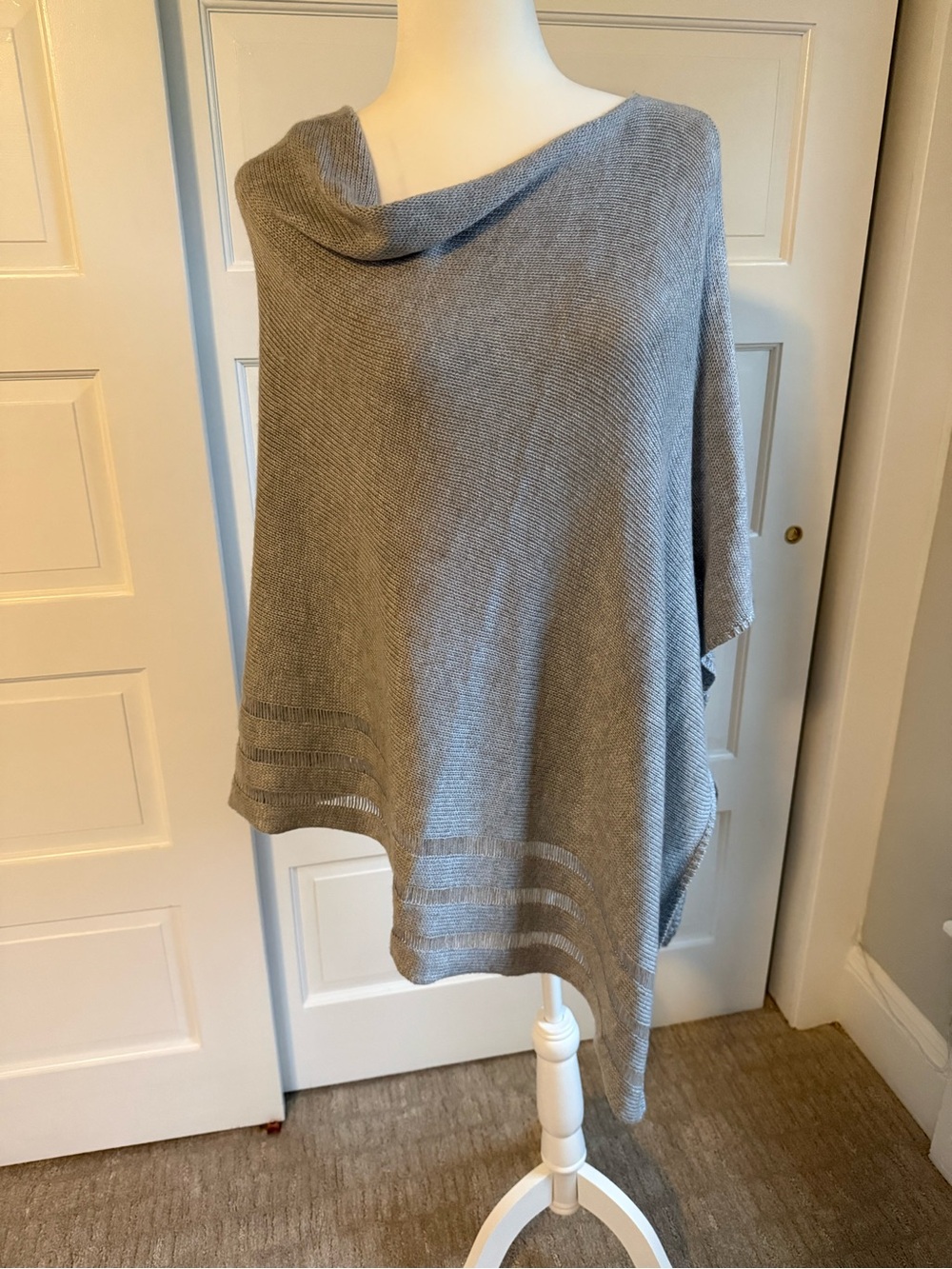 Chic Light Gray Knit Poncho - Relaxed Draped Sweater